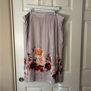 City Chic Champagne Pleat Floral Print Women's Skirt Midi NWT Suze 20 Pockets